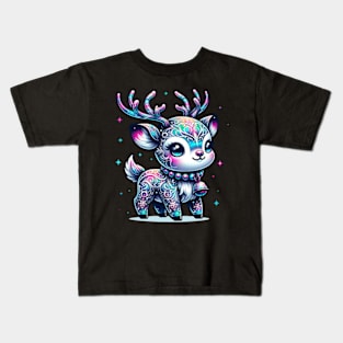 Reindeer Winter Snow Christmas Cute Kawaii Chibi Kids T-Shirt